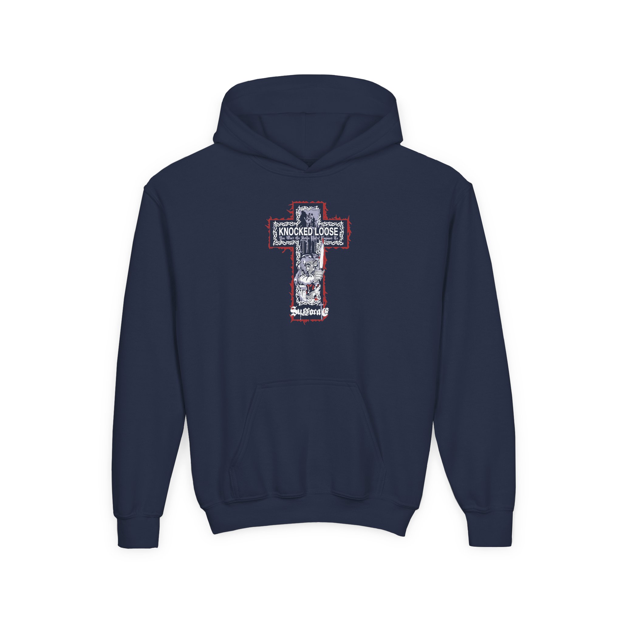Knocked Loose Girl Knife Suffocate Youth Heavy Blend Hooded Sweatshirt - Image 7