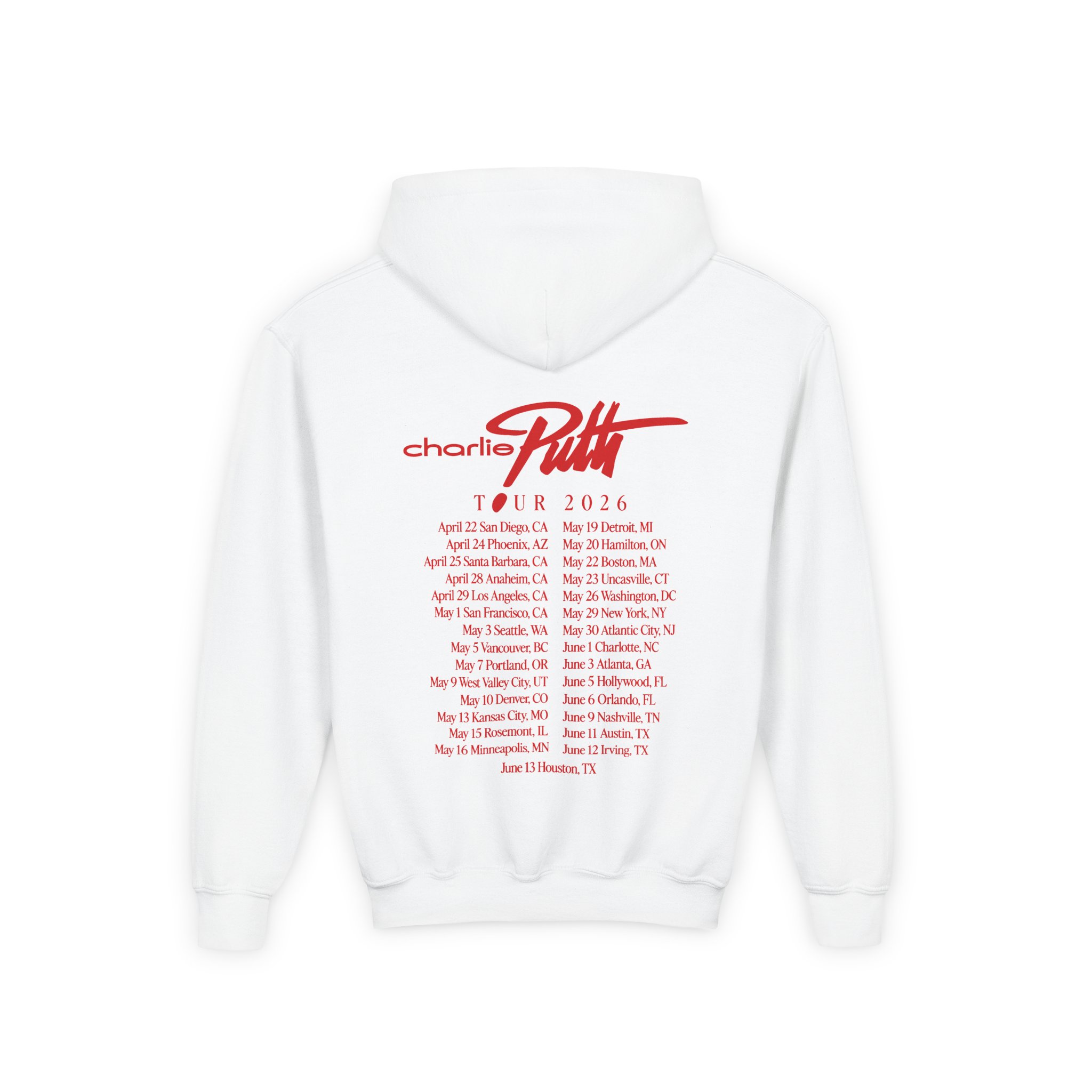 Charlie Puth Whatever's Clever! 2026 Youth Heavy Blend Hooded Sweatshirt - Image 2