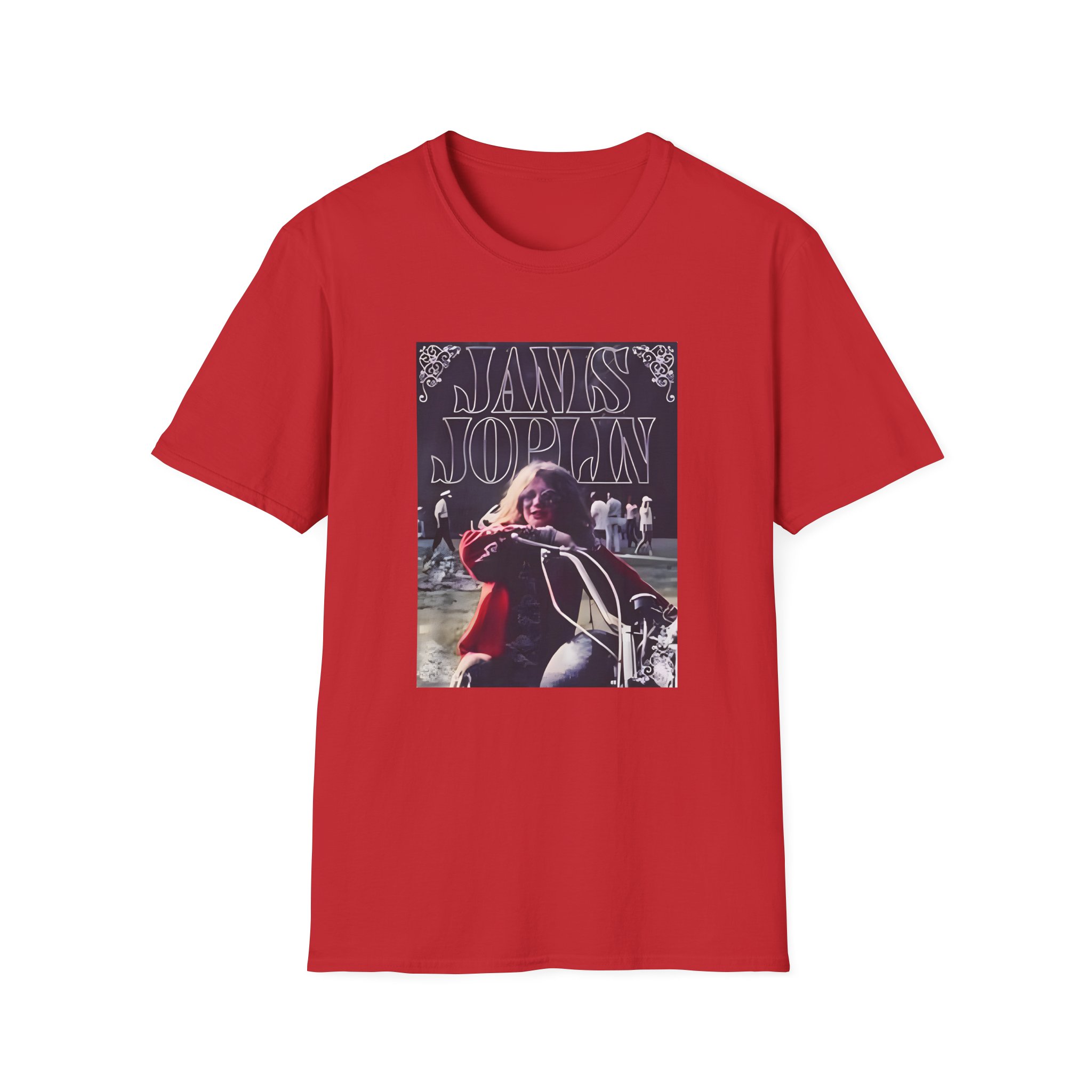 Janis Joplin Greatest Hits Motorcycle Cover Unisex Softstyle T-Shirt - Image 27