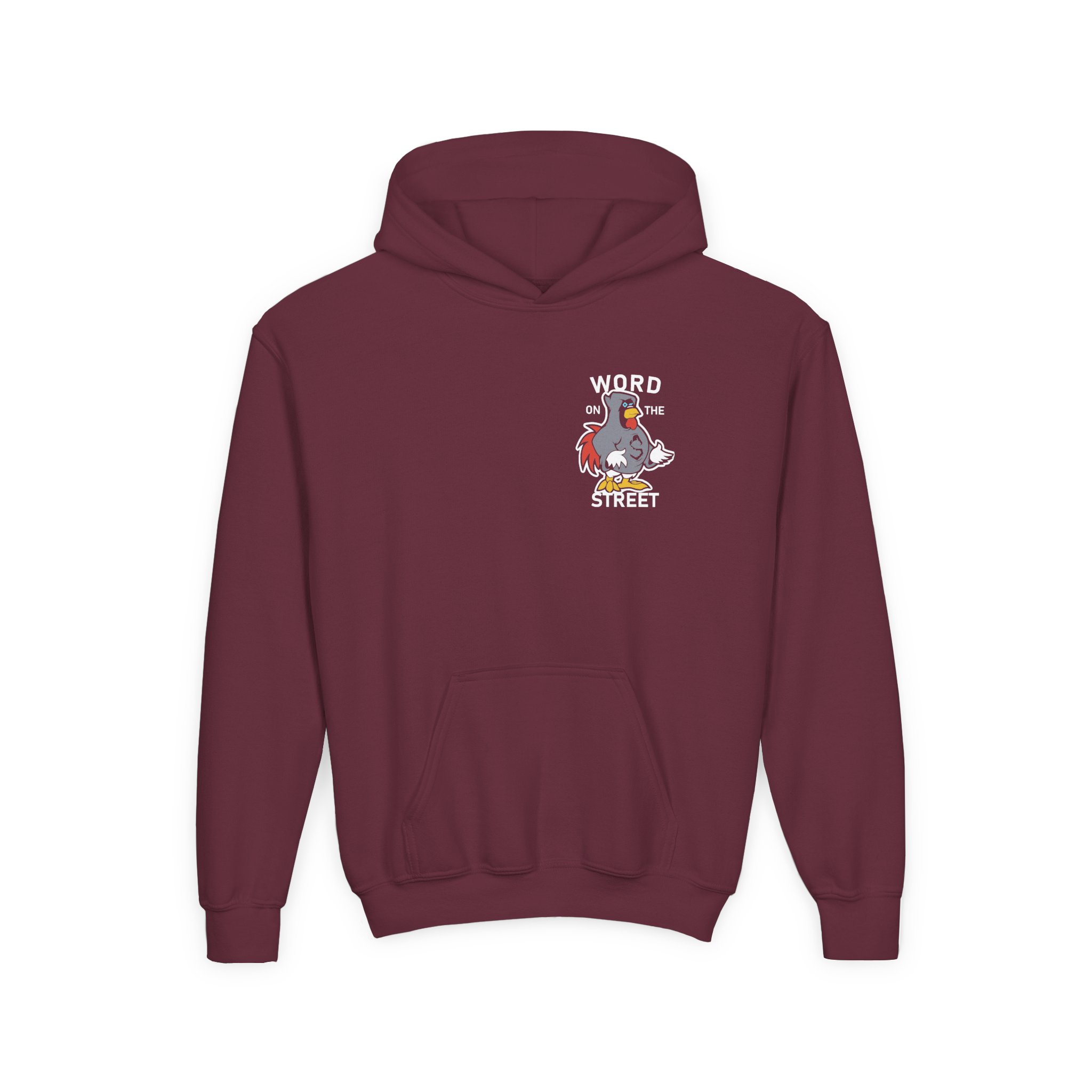 Shroud Chicken Word On The Street Youth Heavy Blend Hooded Sweatshirt - Image 3
