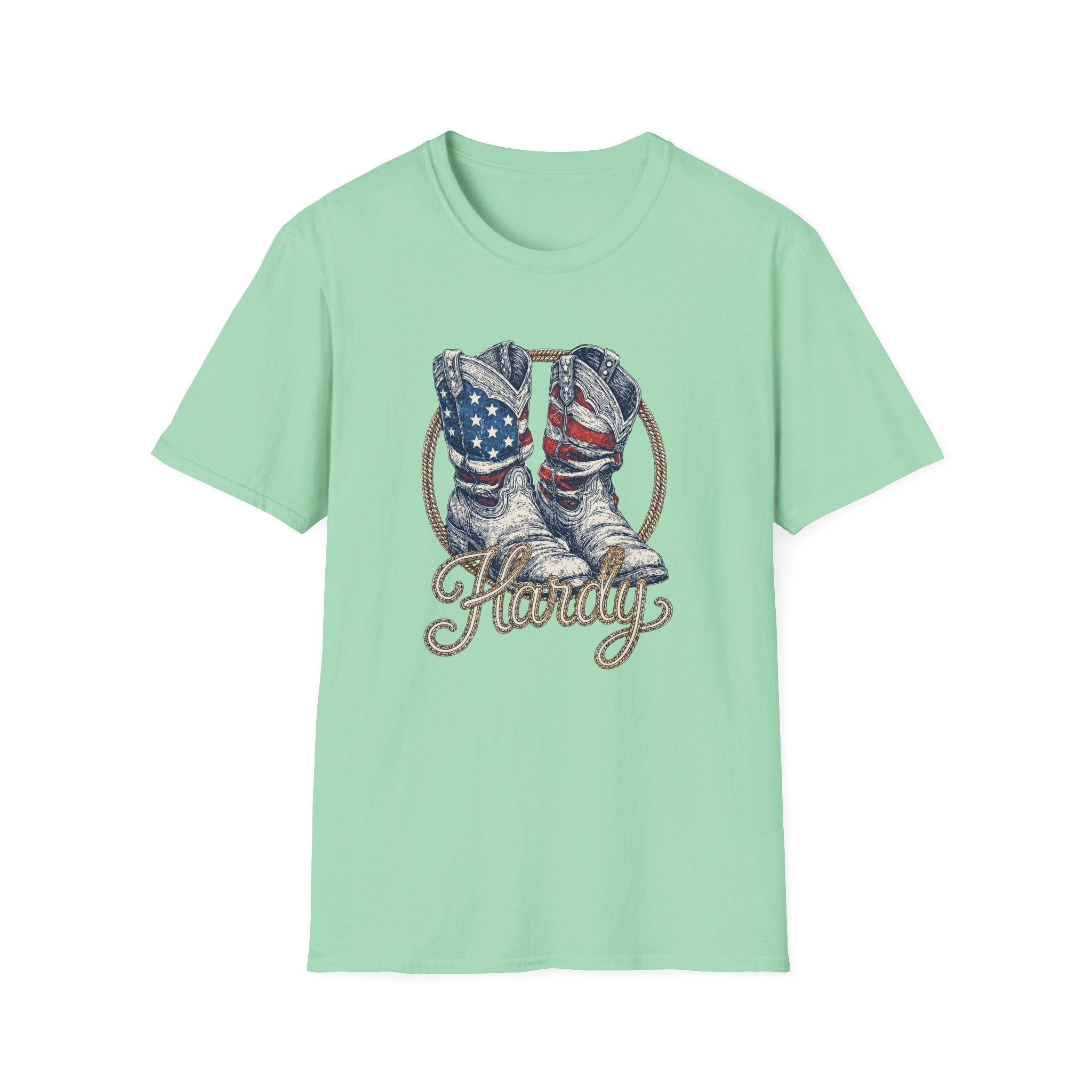Hd Boots Americana Ringer Unisex Softstyle T-Shirt - Image 17