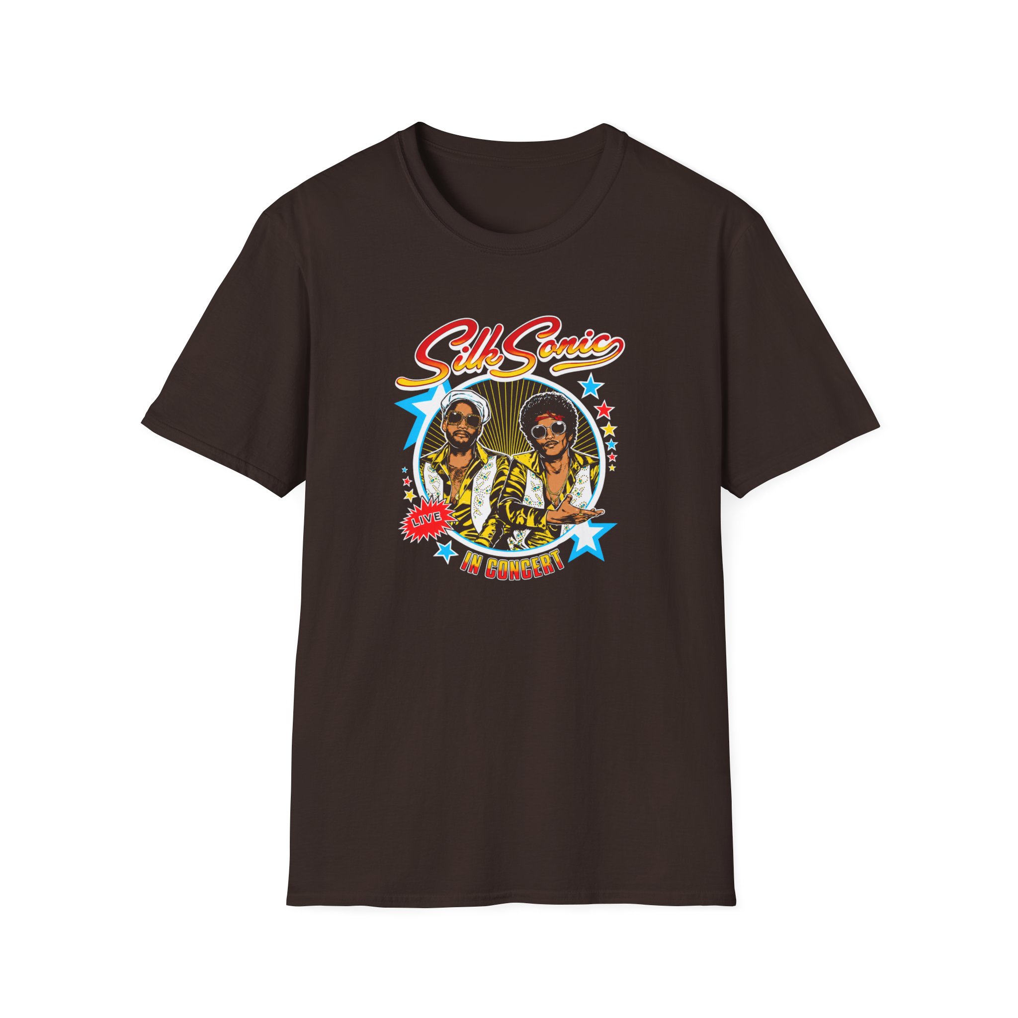 Bruno Mars Silk Sonic in Concert Unisex Softstyle T-Shirt - Image 3