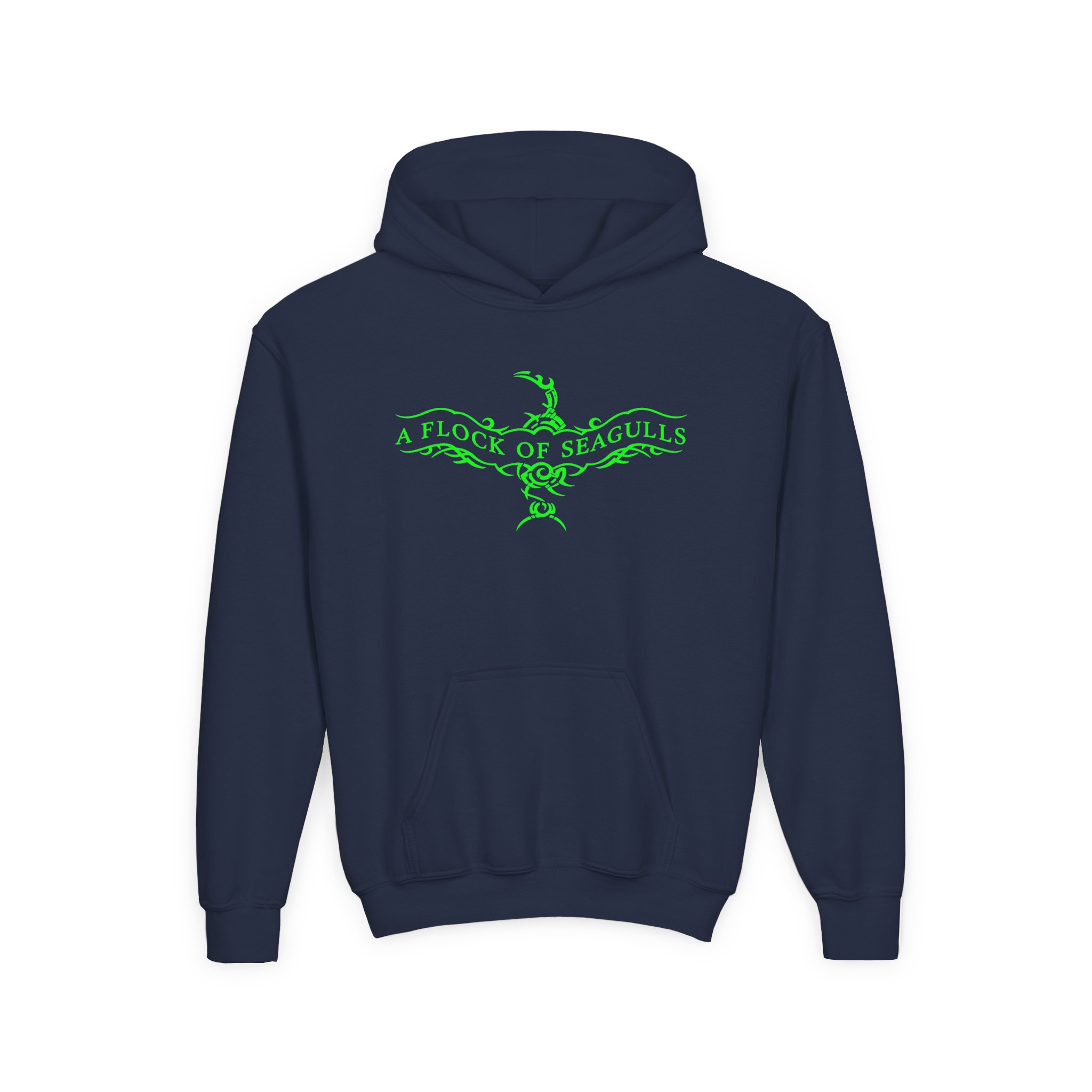A Flock of Seagulls Logo Youth Heavy Blend Hooded Sweatshirt - Image 9