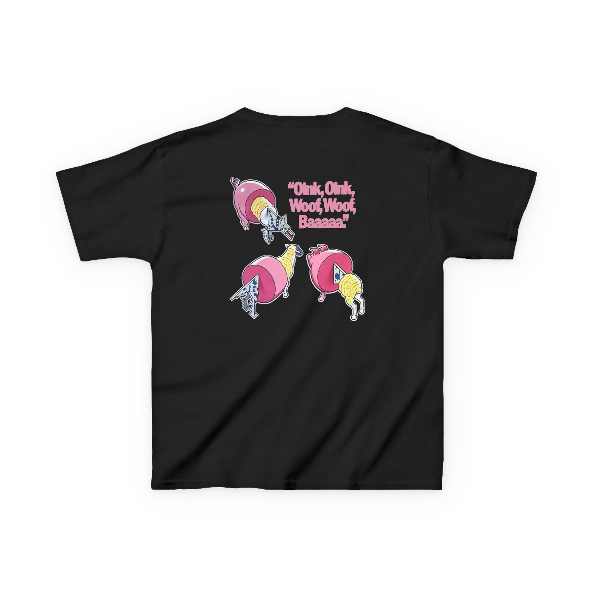 Pink Floyd Animals Oink Oink Kids Pink Retro Cartoon Graphic Tee - Image 2