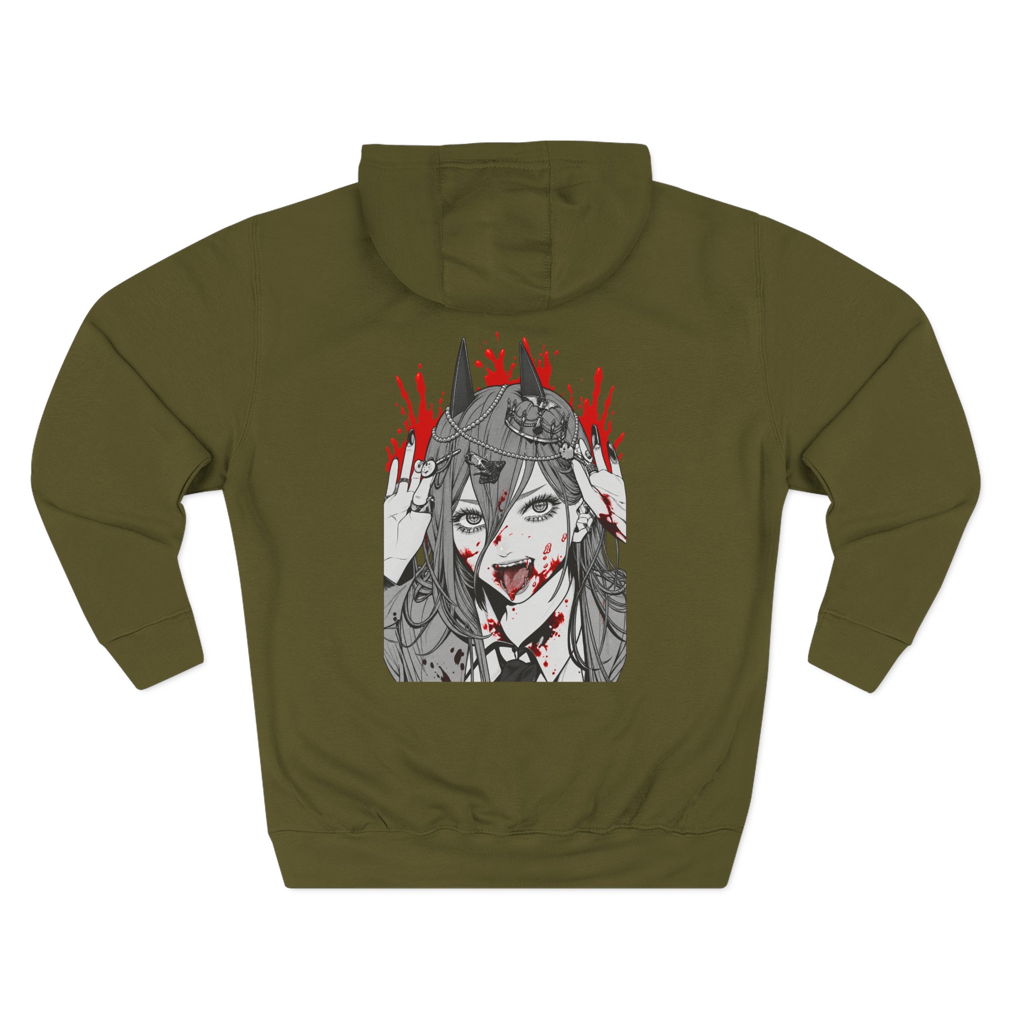 Chainsaw Man Power Grey Melange Three-Panel Fleece Hoodie - Image 4