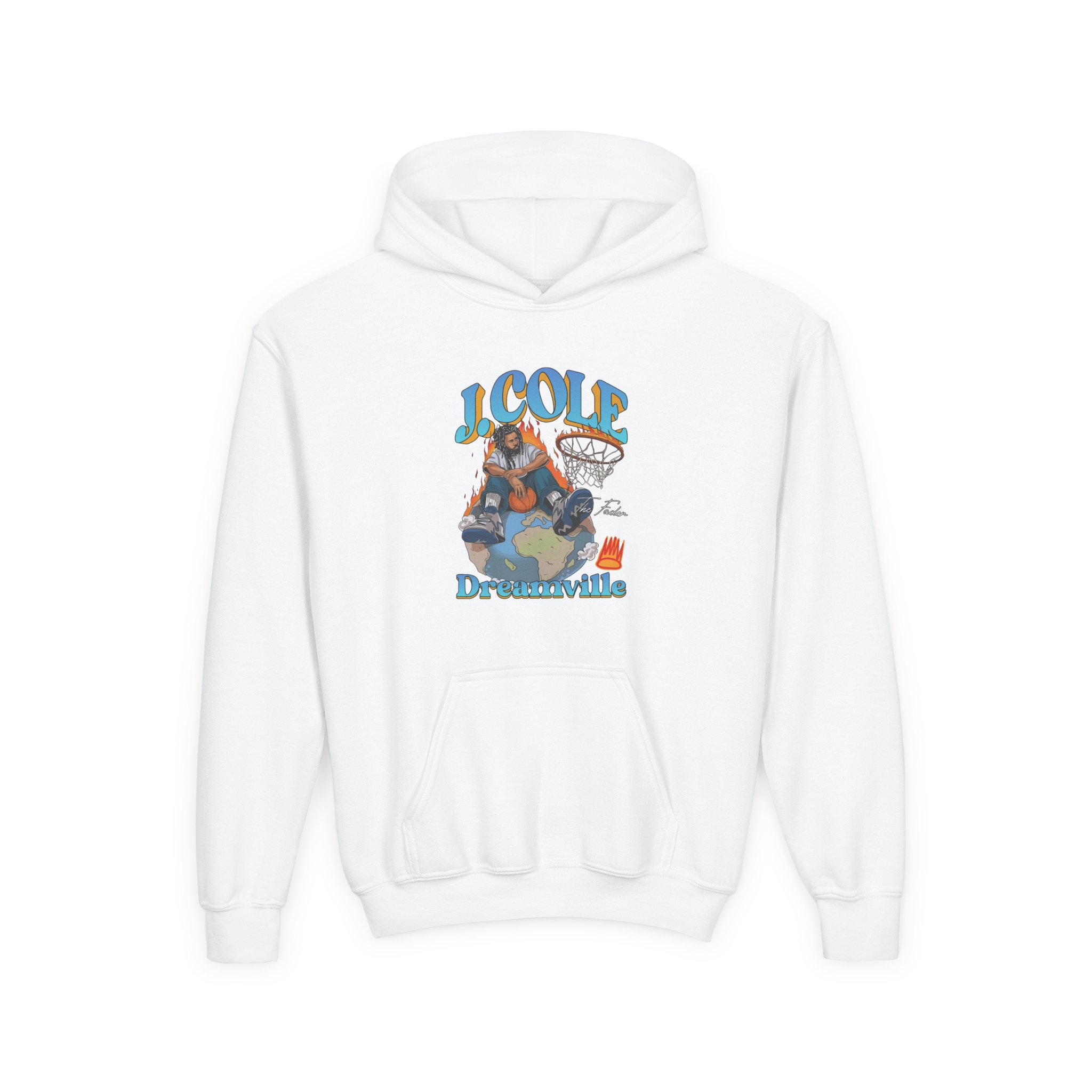 J Cole "Dreamville World" Youth Heavy Blend Hooded Sweatshirt - Image 3