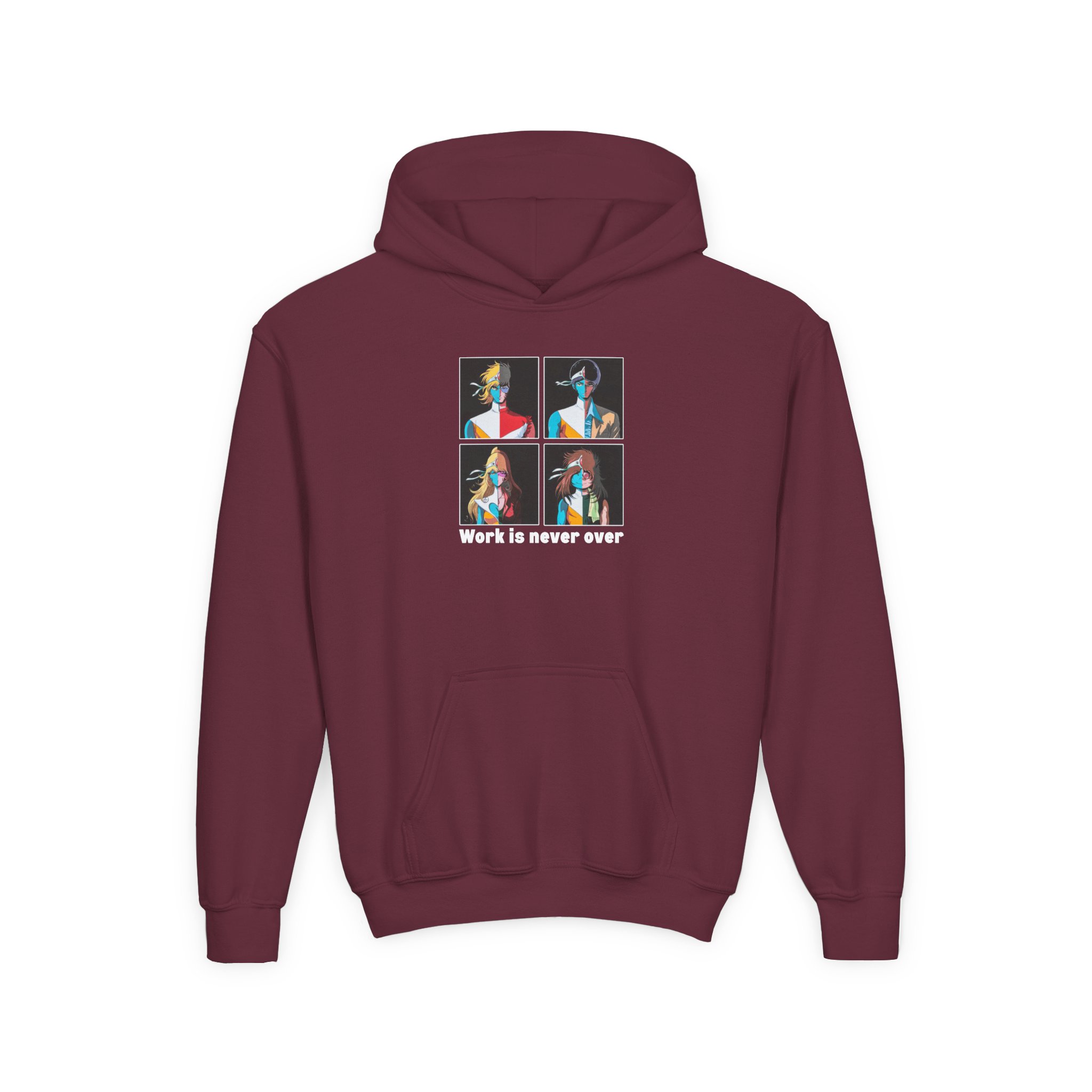 Daft Punk Work is never over Youth Heavy Blend Hooded Sweatshirt - Image 3