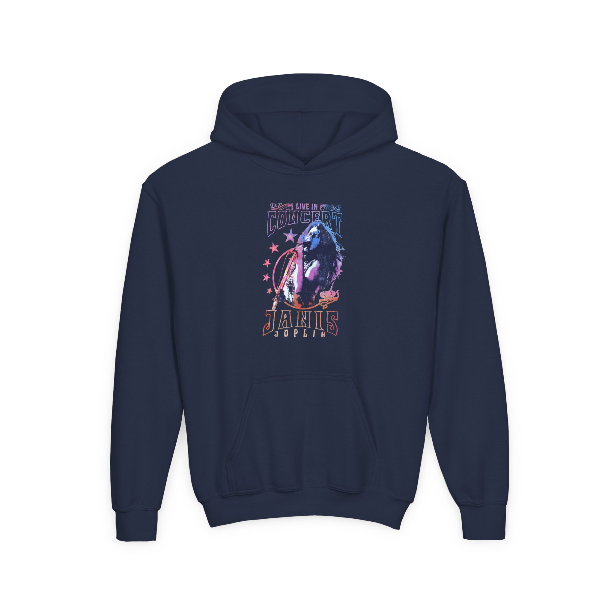 Janis Joplin Concer Youth Heavy Blend Hooded Sweatshirt - Image 3