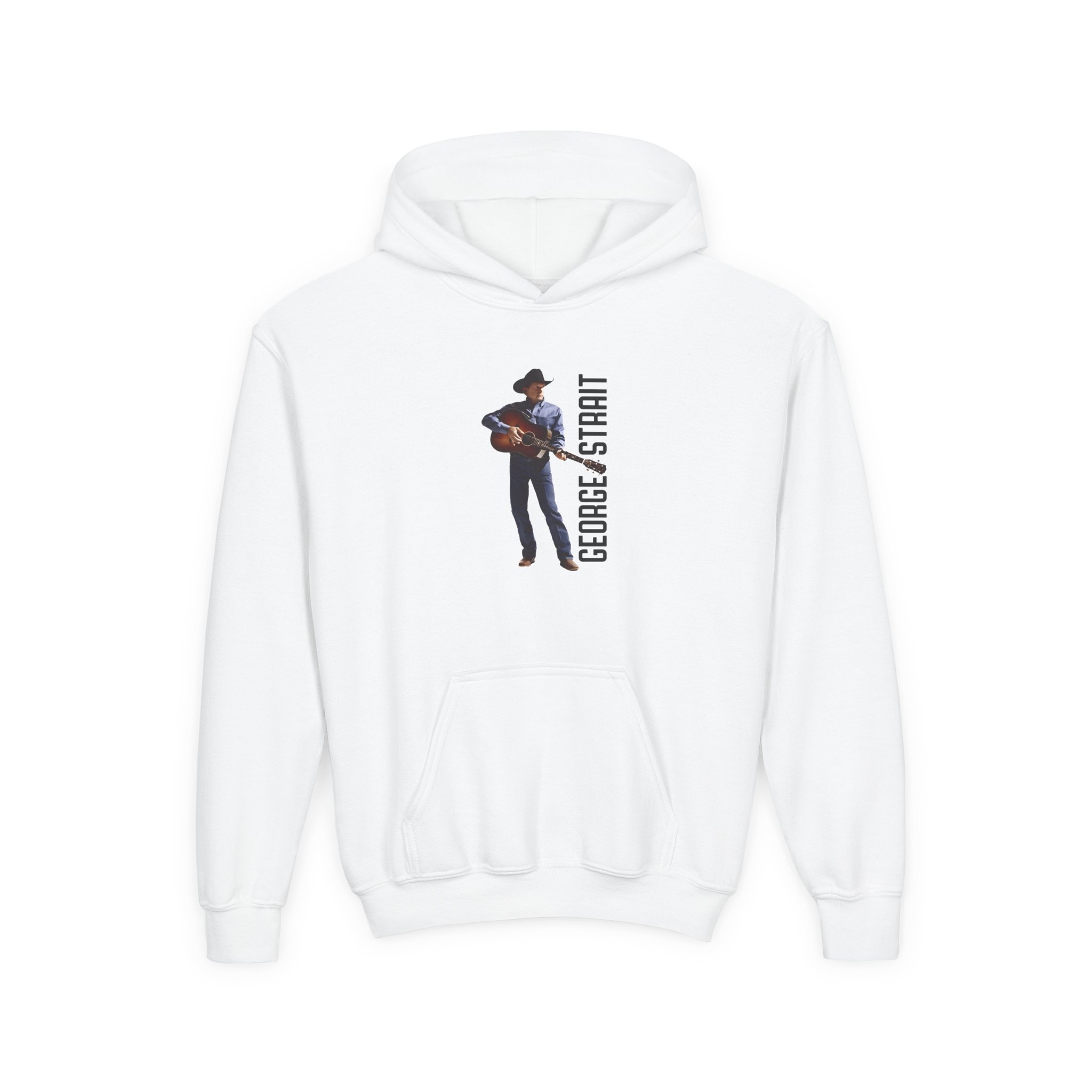 George Strait Heather Denim Silhouette Youth Heavy Blend Hooded Sweatshirt