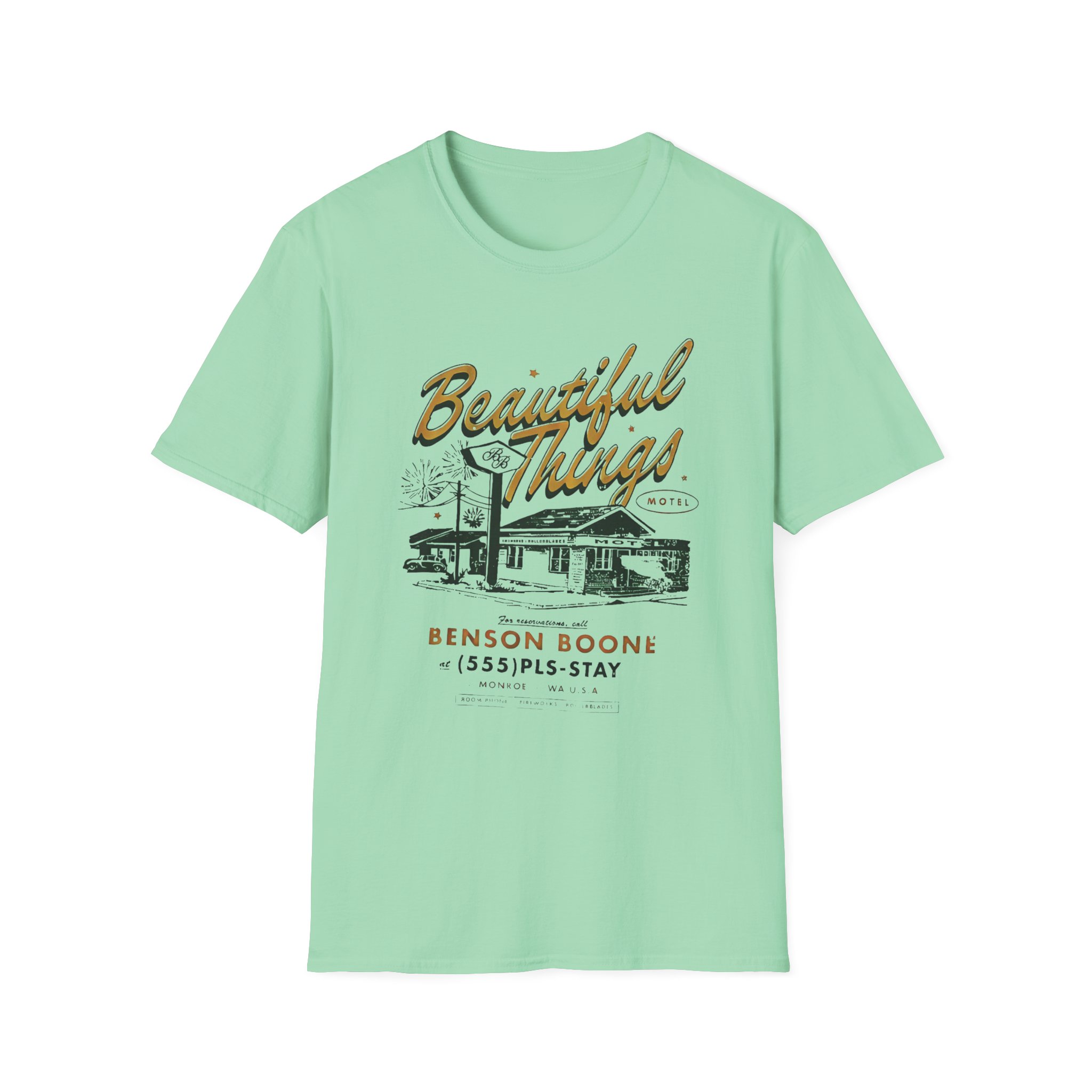 Benson Boone Beautiful Things Motel Unisex Softstyle T-Shirt - Image 7
